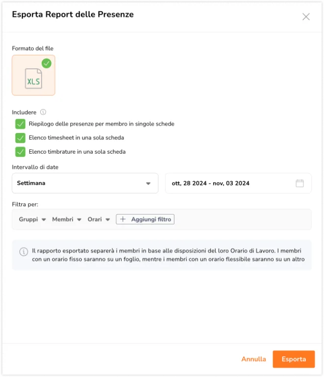 Exporting attendance report